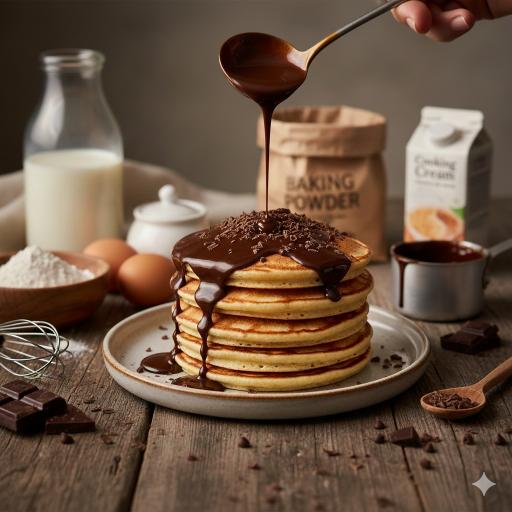 pancakes-mit-schokososse-draufsicht