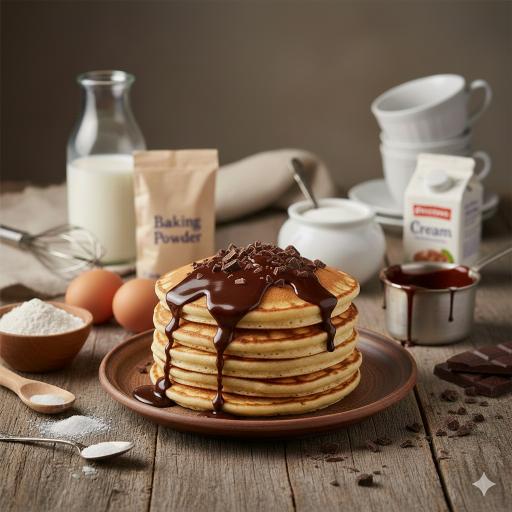 pancakes-mit-schokososse-serviert