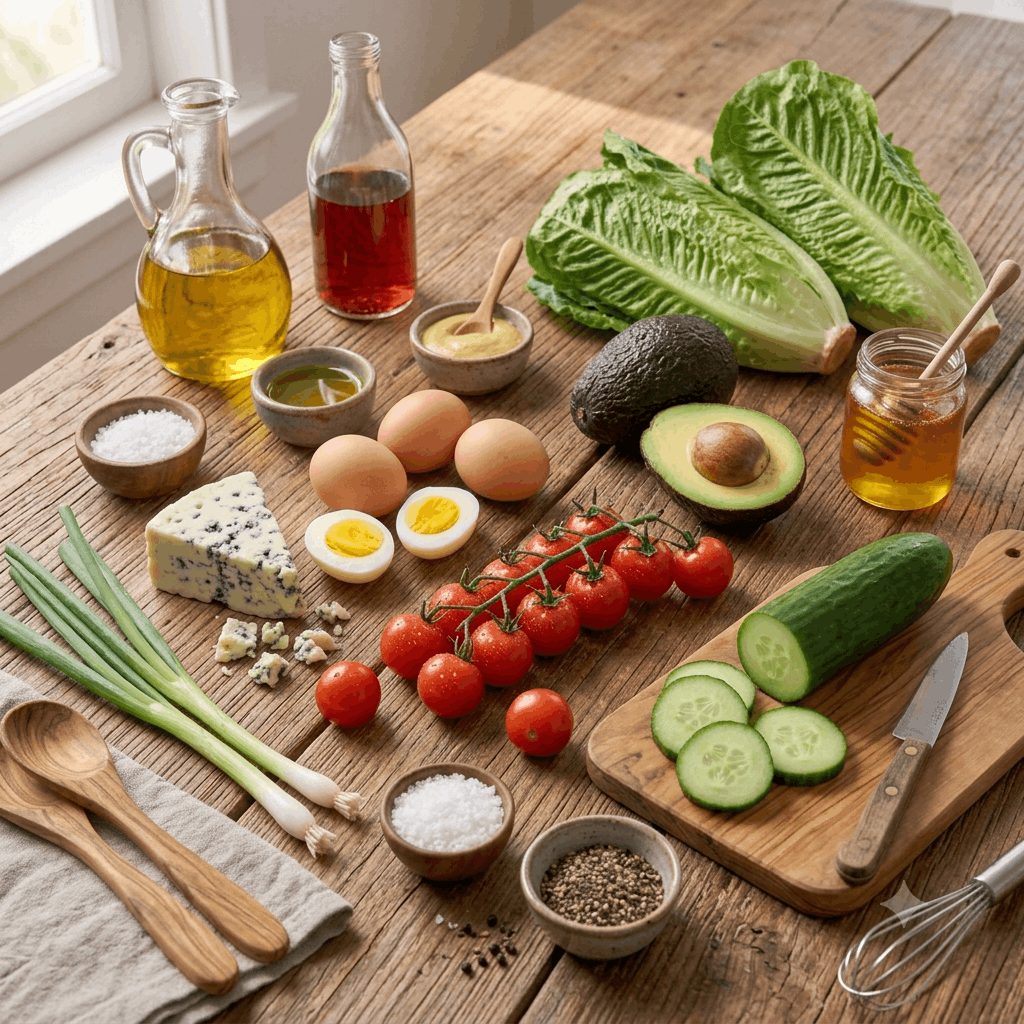 Zutaten für Cobb-Salat (vegetarisch)