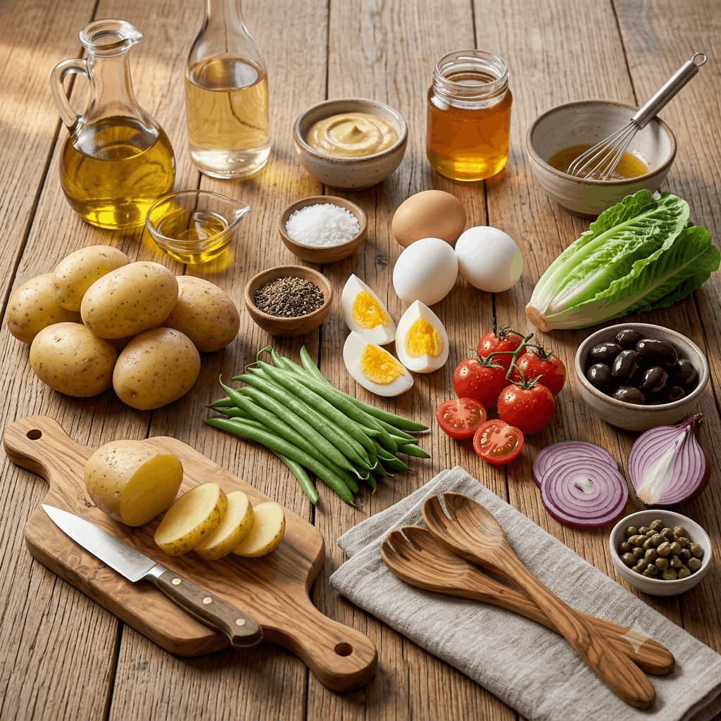 Zutaten für Nizza-Salat (vegetarisch)