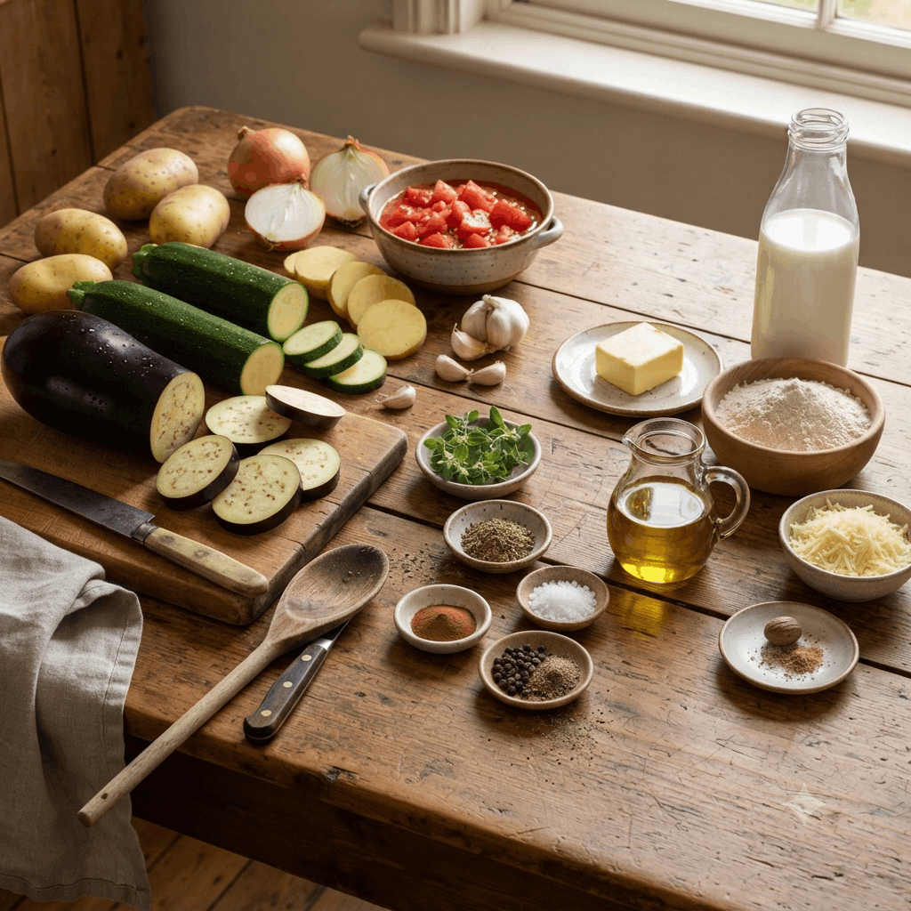 Zutaten für Vegetarisches Moussaka