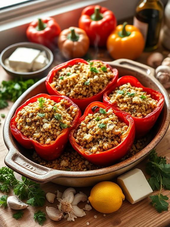 gesunde-gefuellte-paprika-mit-pilzen-und-feta