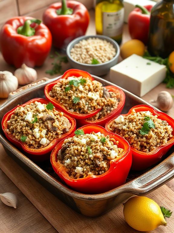 Mediterrane gefüllte Paprika – Pflanzliche Geschmacksexplosion