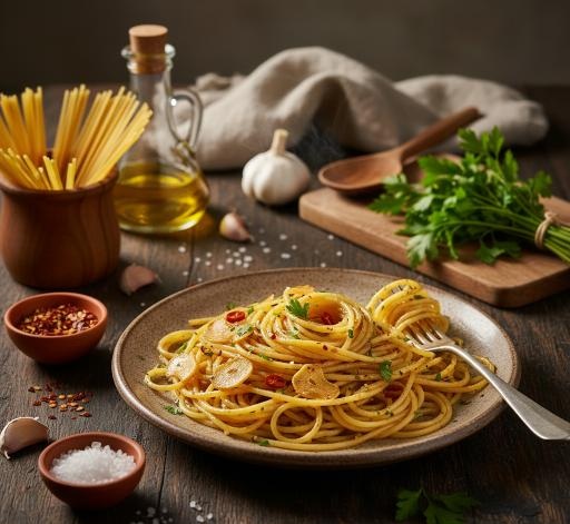 spaghetti-aglio-e-olio-draufsicht