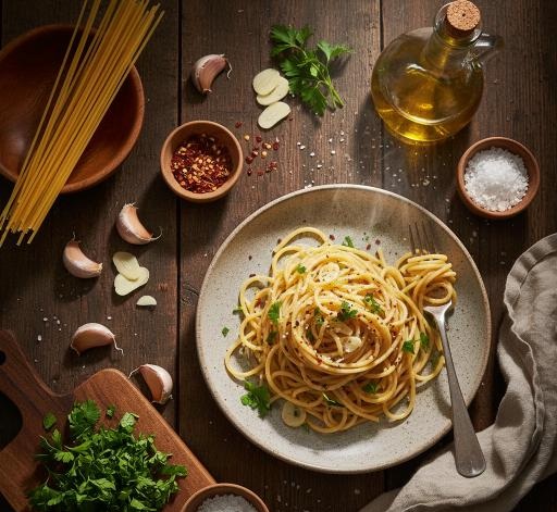 spaghetti-aglio-e-olio-serviert
