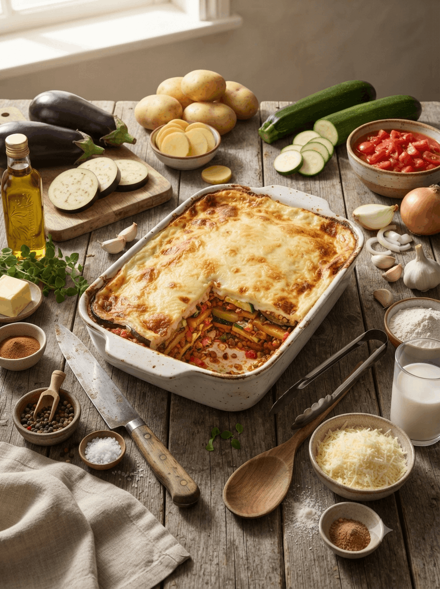 Vegetarisches Moussaka - Vegetarisches Moussaka mit goldbrauner Kruste