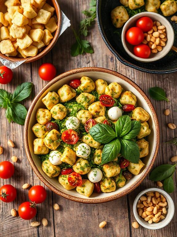 Sommerlicher Gnocchi-Salat mit grünem Pesto