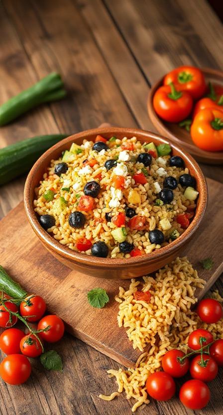 Griechischer Kritharaki-Salat mit Feta und frischen Kräutern