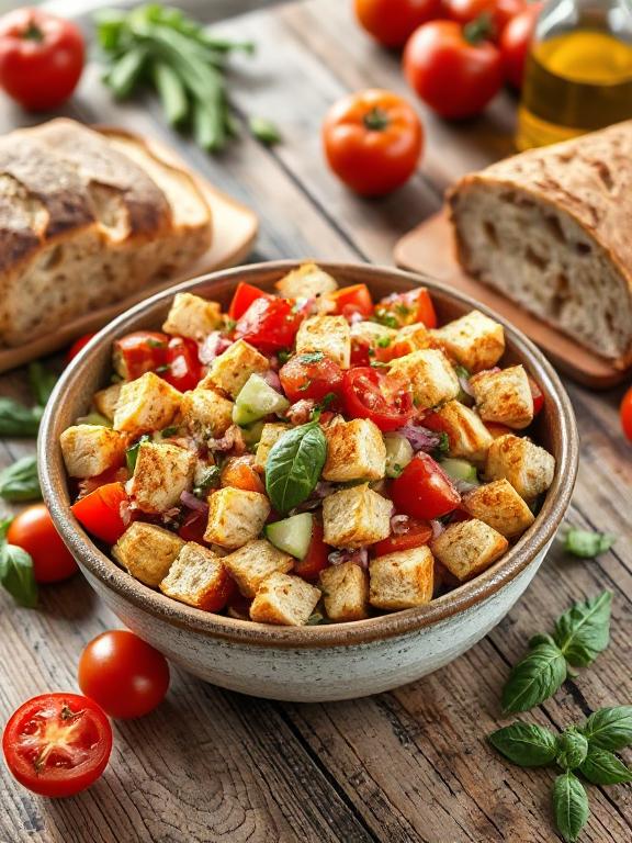 Authentischer Panzanella-Brotsalat aus der Toskana
