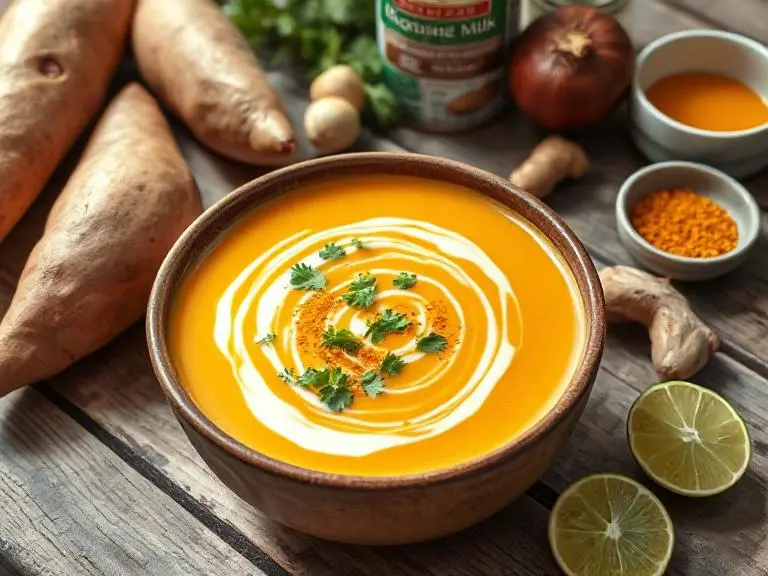 Einfache Süßkartoffel-Kokos-Suppe